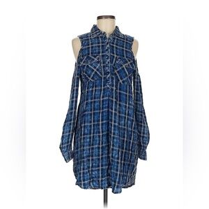 Billy T cold shoulder plaid shirt dress NWOT